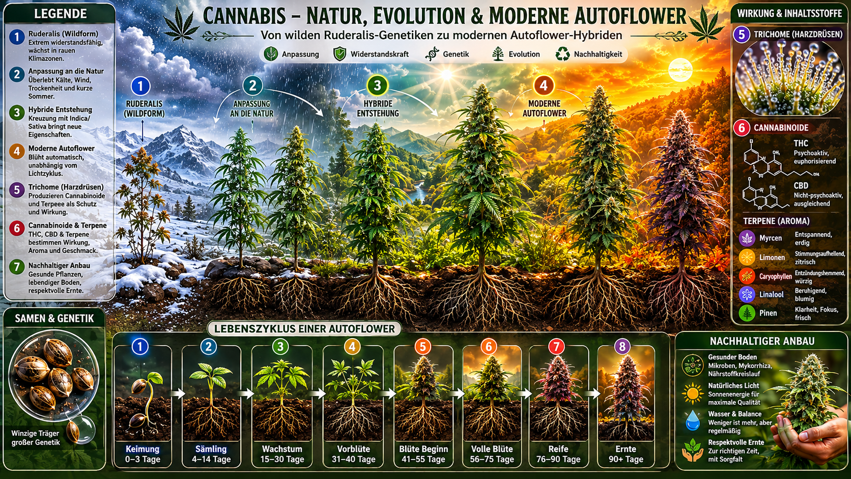 Autoflower Strains Cannabis Lebenszyklus und Evolution
