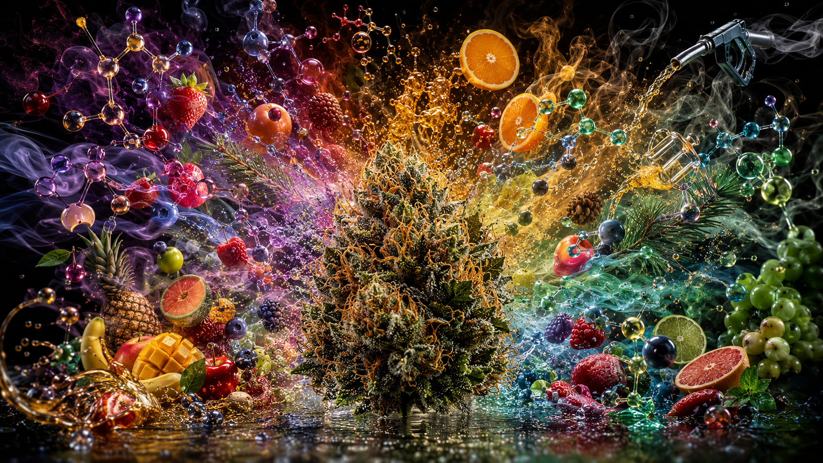 Aromatische Cannabis-Terpenprofile mit Molekülen und Fruchtprofilen