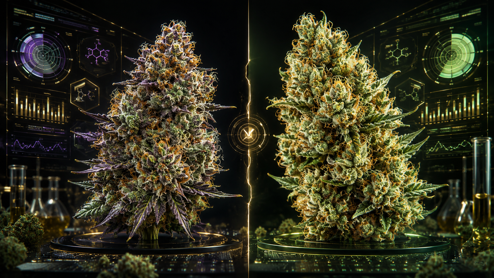 Indica vs Sativa Cannabis Vergleich mit Laborprofilen