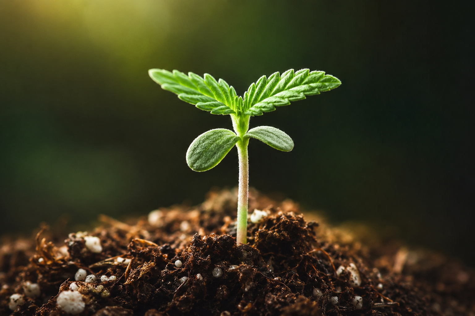 Gesunder Cannabis-Sämling im frühen Wachstumsstadium